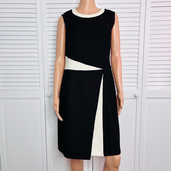 ST. JOHN Nouveau Boucle Knit Colorblock Sheath Dress Size 10 - Picture 1 of 9